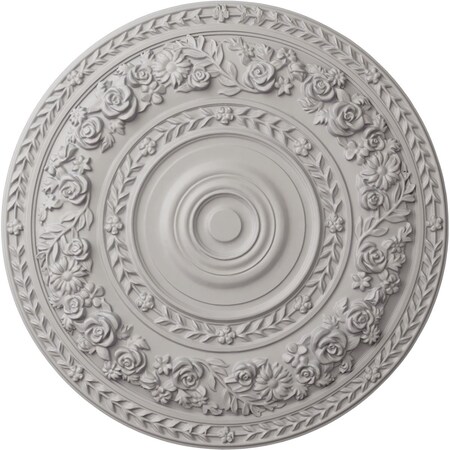 Ekena Millwork Rose Ceiling Medallion (Fits Canopies up to 13 1/2"), 33 7/8"OD x 2 3/8"P, Ultra Pure White CM33ROUWF